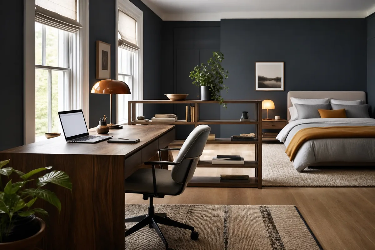 Arbeitsplatz im Schlafzimmer: Tiefe, Höhe und die Trennung vom Bett